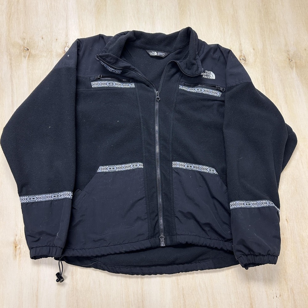 The North Face Fleece Jacket Womens‎ Large Black Aztec Full Zip Pockets